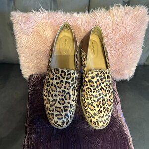 Leopard print faux hide Hush Puppy Loafers, 9 Wide